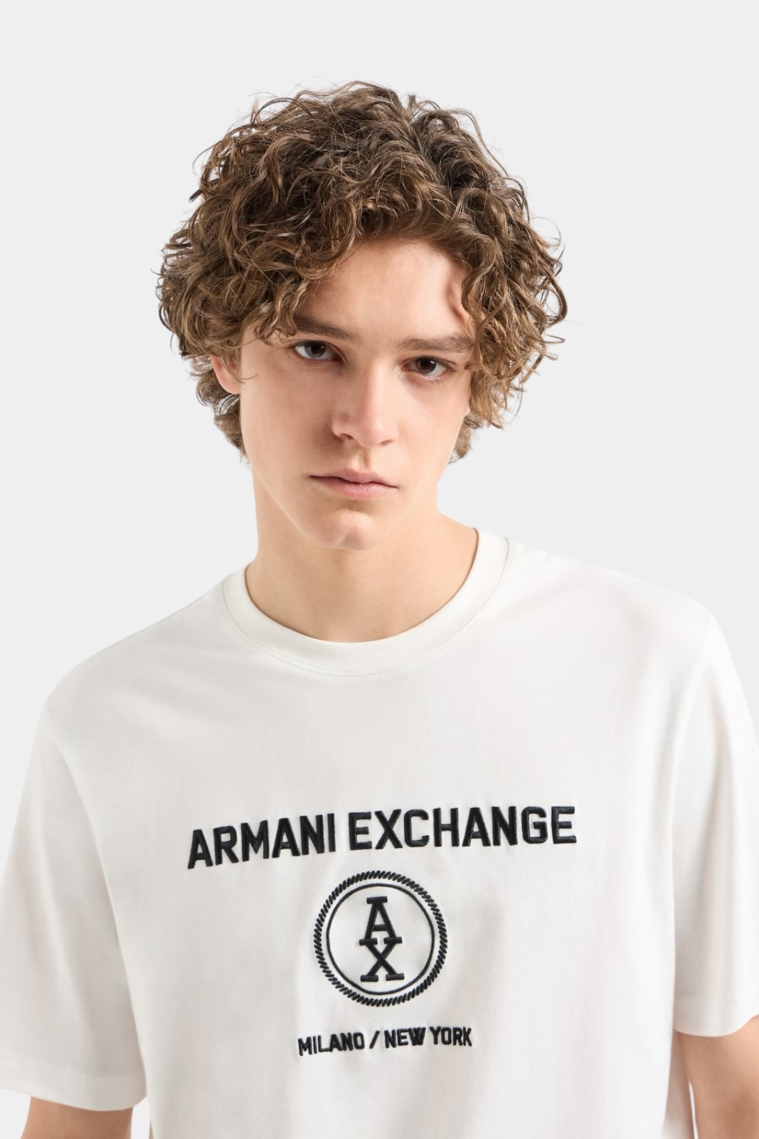 Біла футболка з вишивкою 6DZTLC ZJ9JZ 1116 Armani Exchange